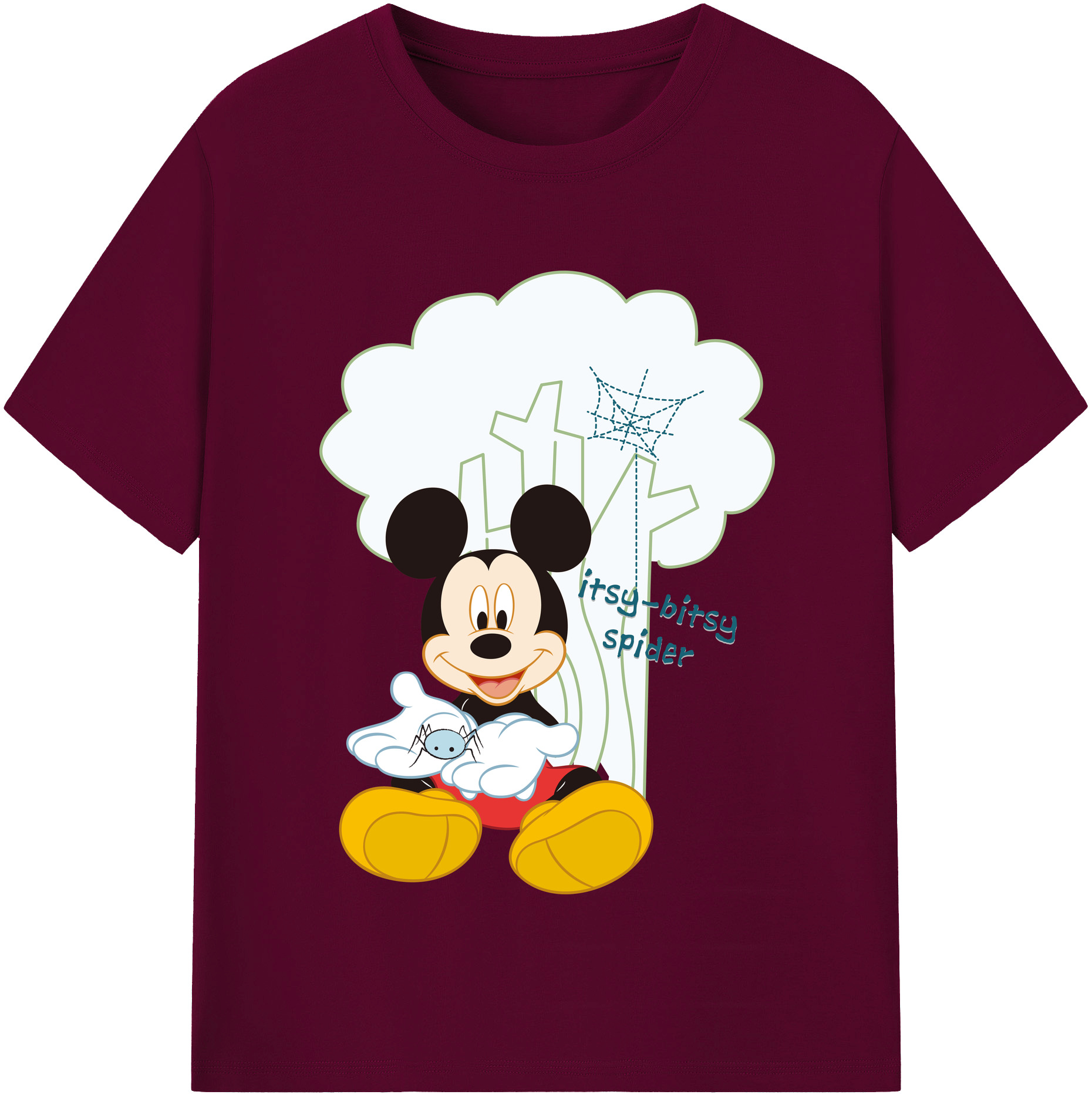 （画像用） ミッキーマウス Mickey Mouse レディースカジュアルプリントTシャツ（綿100％）